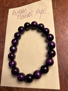 Purple Tiger's Eye Beaded Stretch Bracelet